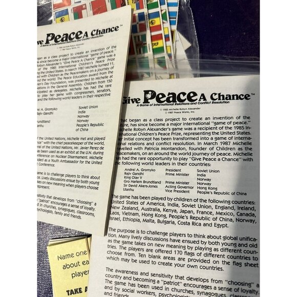 Give Peace A Chance‎ Game International Children's Prize 1987 Vintage - Picture 3 of 10